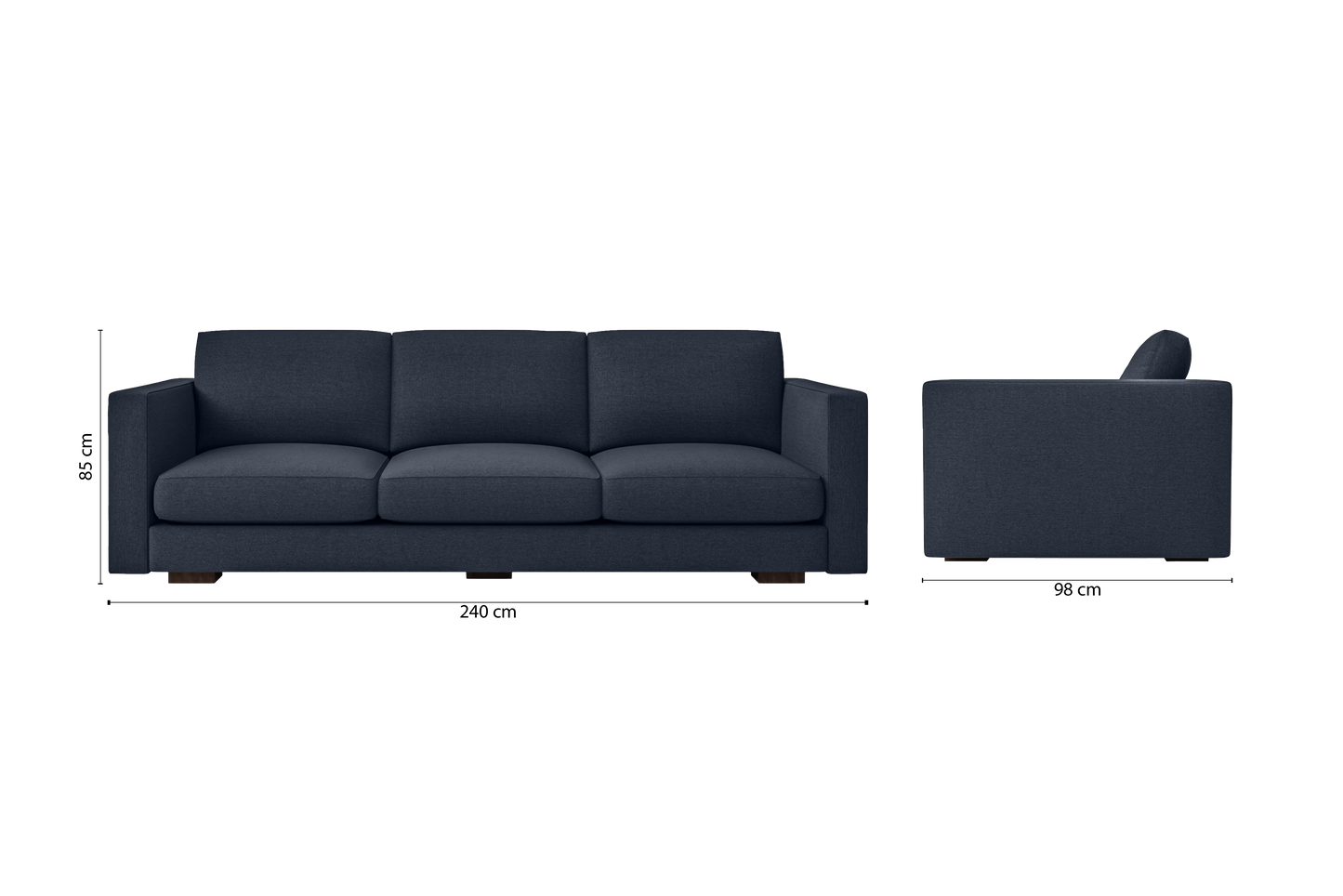 Messina 4 Seater Sofa Dark Blue Linen Fabric