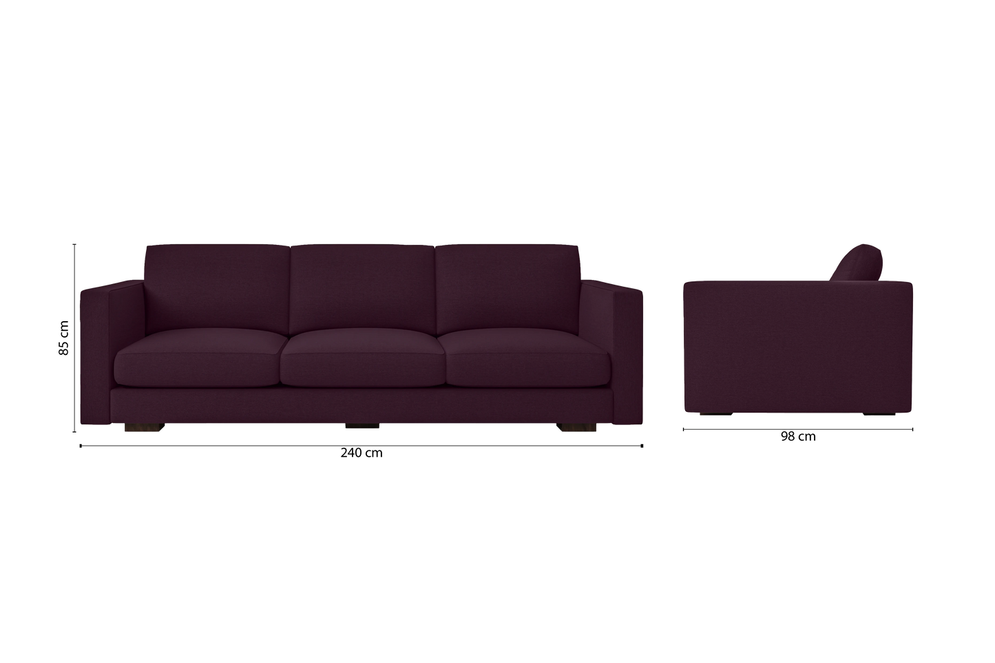 Messina 4 Seater Sofa Purple Linen Fabric