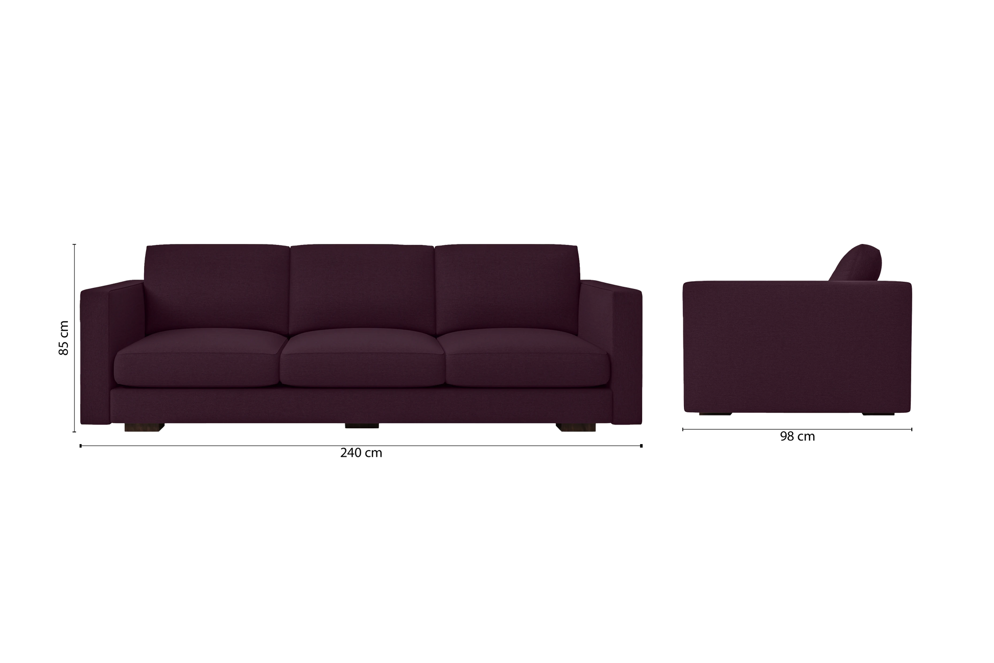 Messina 4 Seater Sofa Purple Linen Fabric