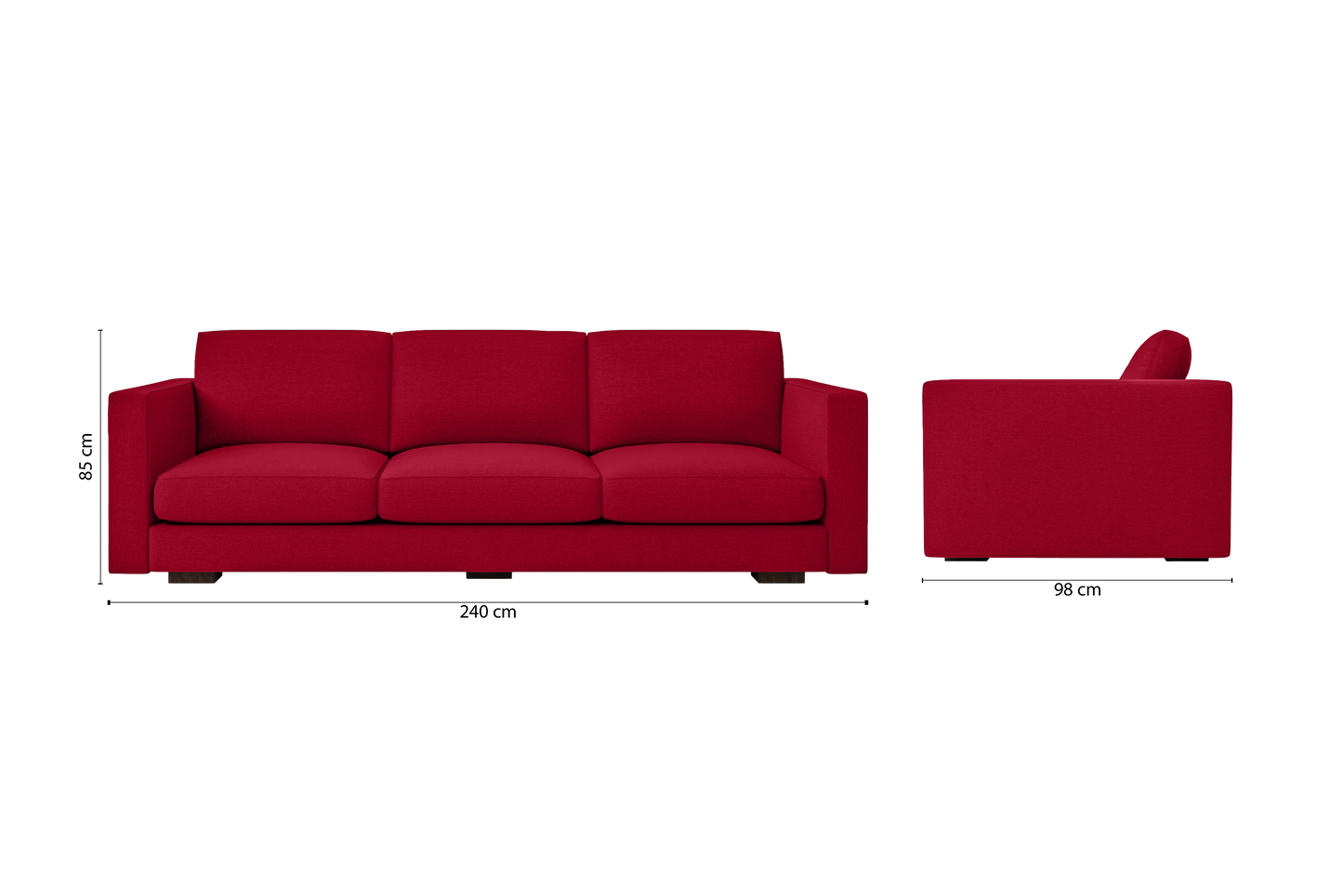 Messina 4 Seater Sofa Red Linen Fabric