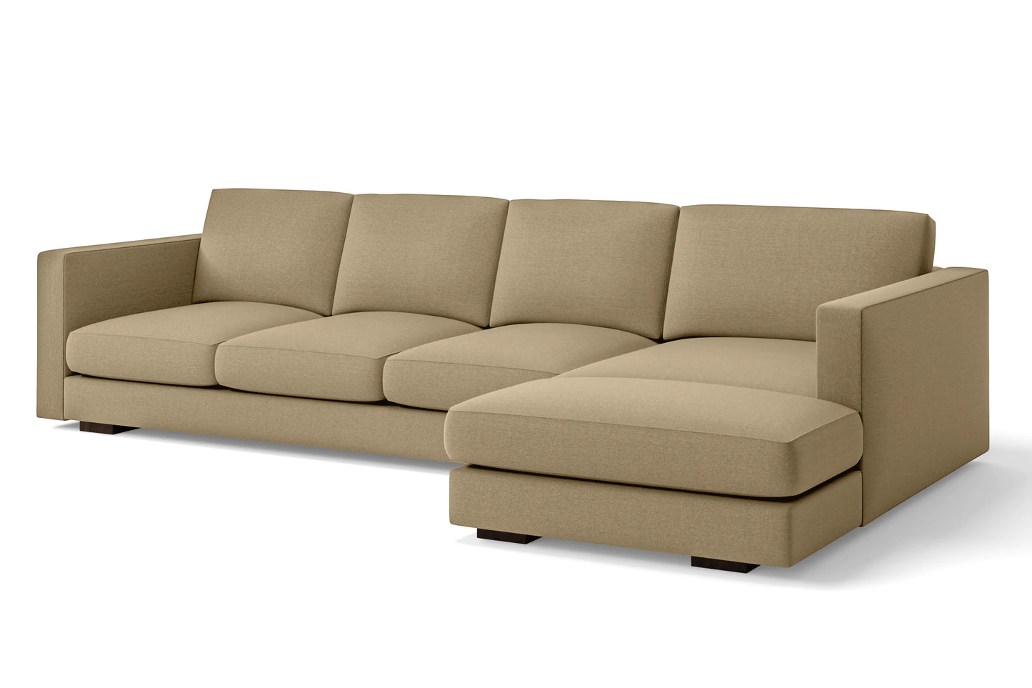 Messina 4 Seater Right Hand Facing Chaise Lounge Corner Sofa Beige Linen Fabric