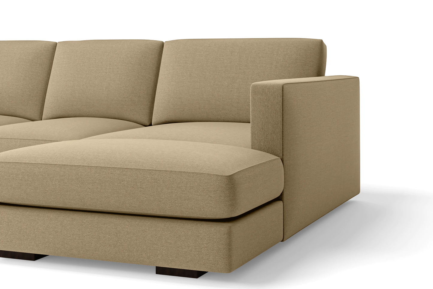 Messina 4 Seater Right Hand Facing Chaise Lounge Corner Sofa Beige Linen Fabric