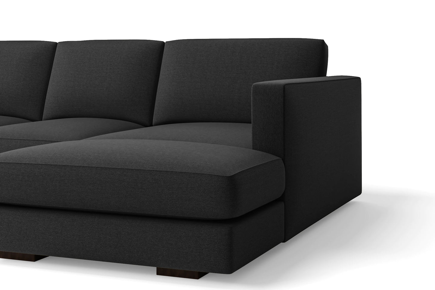 Messina 4 Seater Right Hand Facing Chaise Lounge Corner Sofa Black Linen Fabric