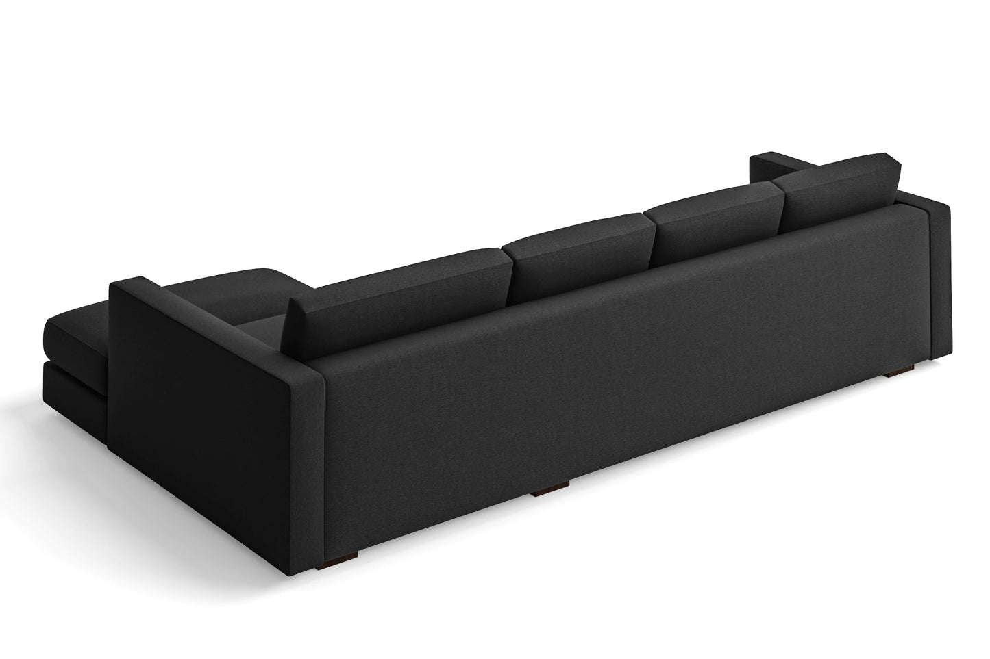 Messina 4 Seater Right Hand Facing Chaise Lounge Corner Sofa Black Linen Fabric