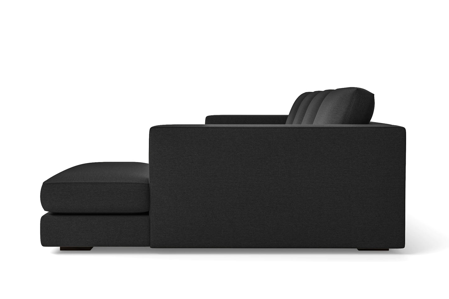 Messina 4 Seater Right Hand Facing Chaise Lounge Corner Sofa Black Linen Fabric