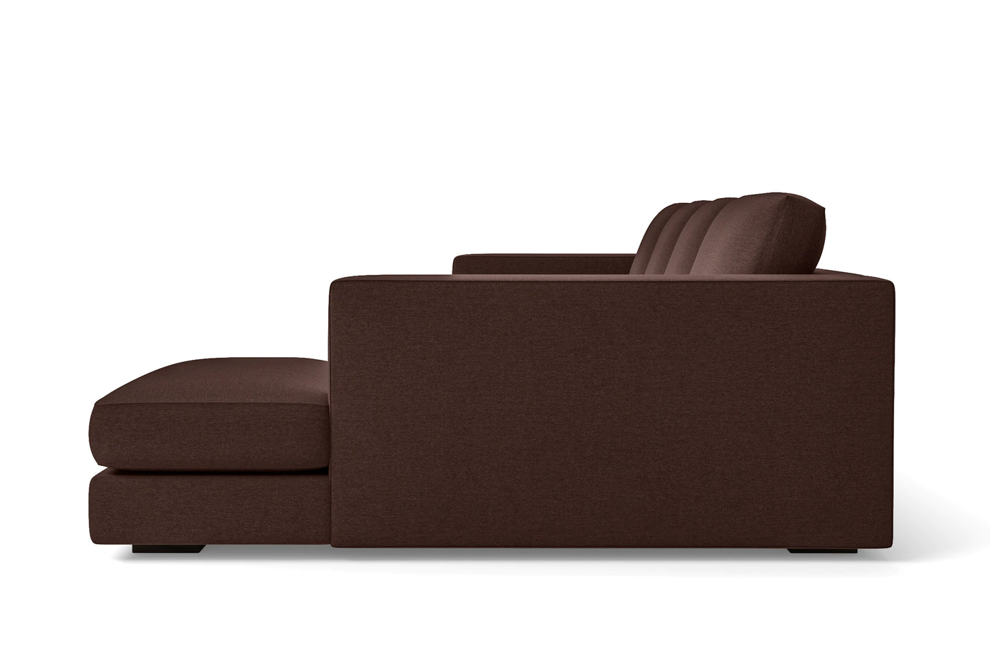 Messina 4 Seater Right Hand Facing Chaise Lounge Corner Sofa Coffee Brown Linen Fabric