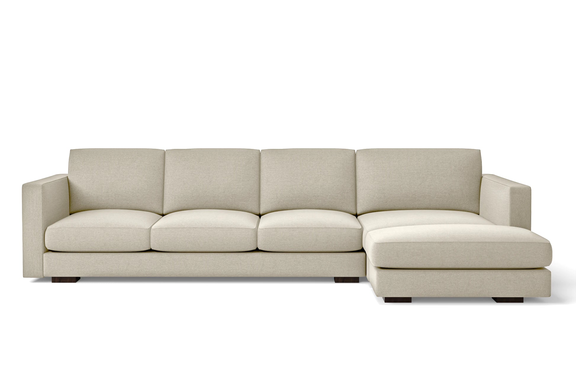 Messina 4 Seater Right Hand Facing Chaise Lounge Corner Sofa Cream Linen Fabric