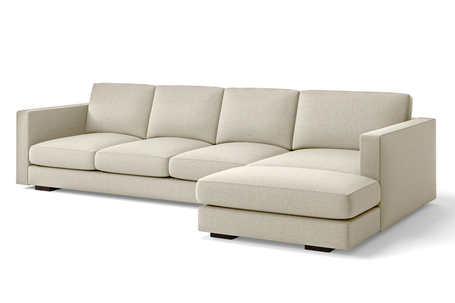 Messina 4 Seater Right Hand Facing Chaise Lounge Corner Sofa Cream Linen Fabric