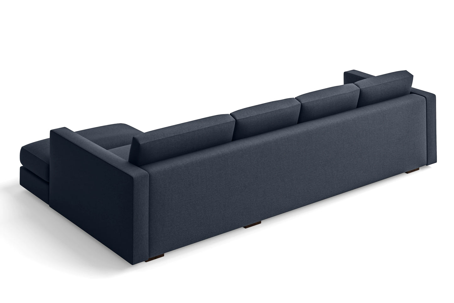 Messina 4 Seater Right Hand Facing Chaise Lounge Corner Sofa Dark Blue Linen Fabric