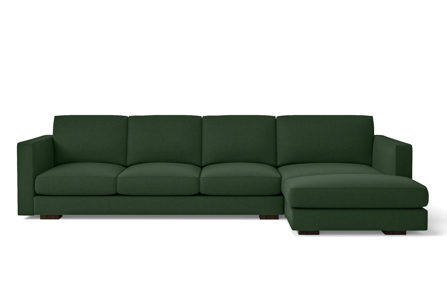 Messina 4 Seater Right Hand Facing Chaise Lounge Corner Sofa Forest Green Linen Fabric