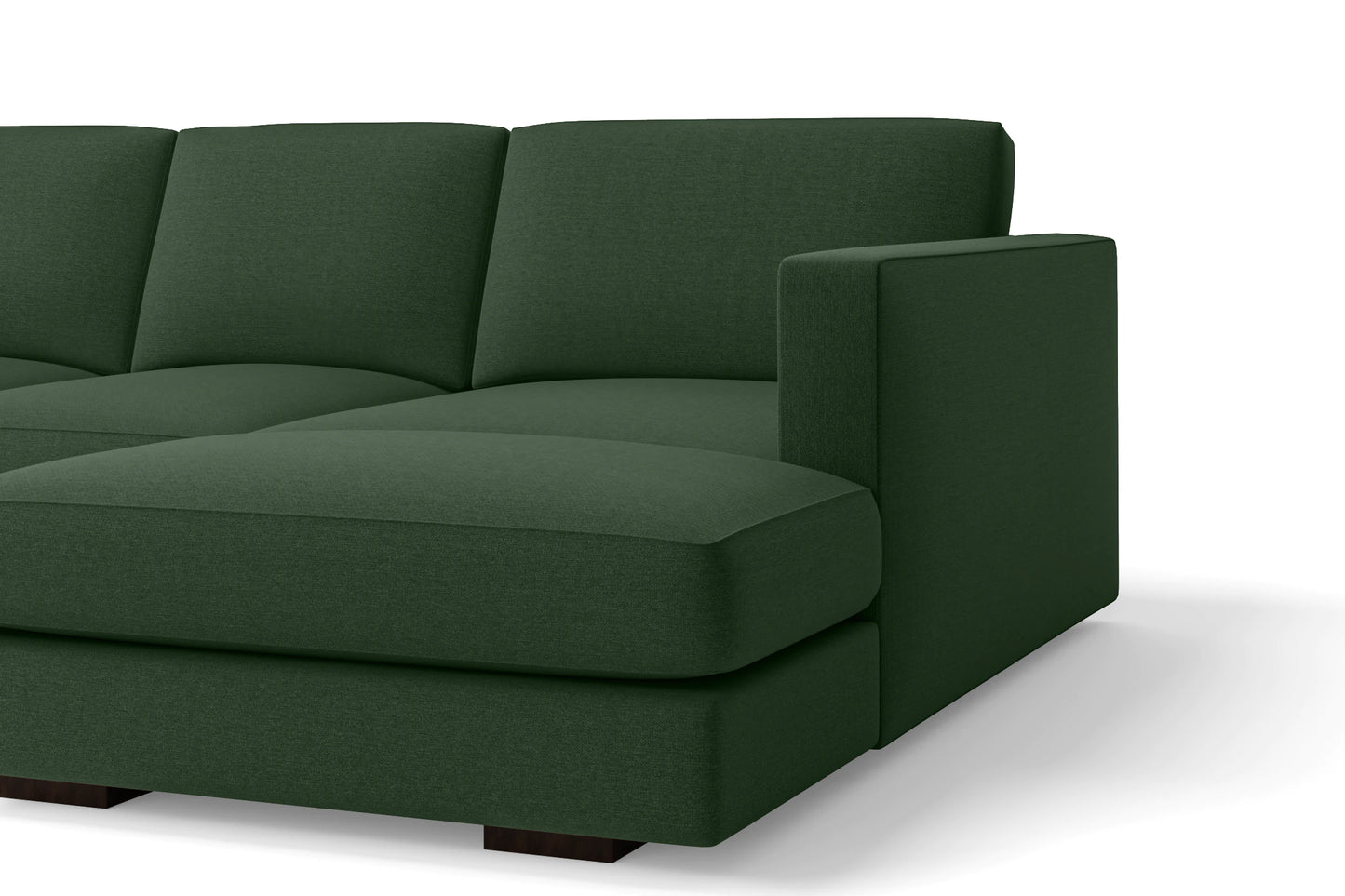 Messina 4 Seater Right Hand Facing Chaise Lounge Corner Sofa Forest Green Linen Fabric