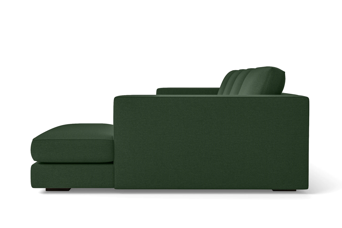 Messina 4 Seater Right Hand Facing Chaise Lounge Corner Sofa Forest Green Linen Fabric