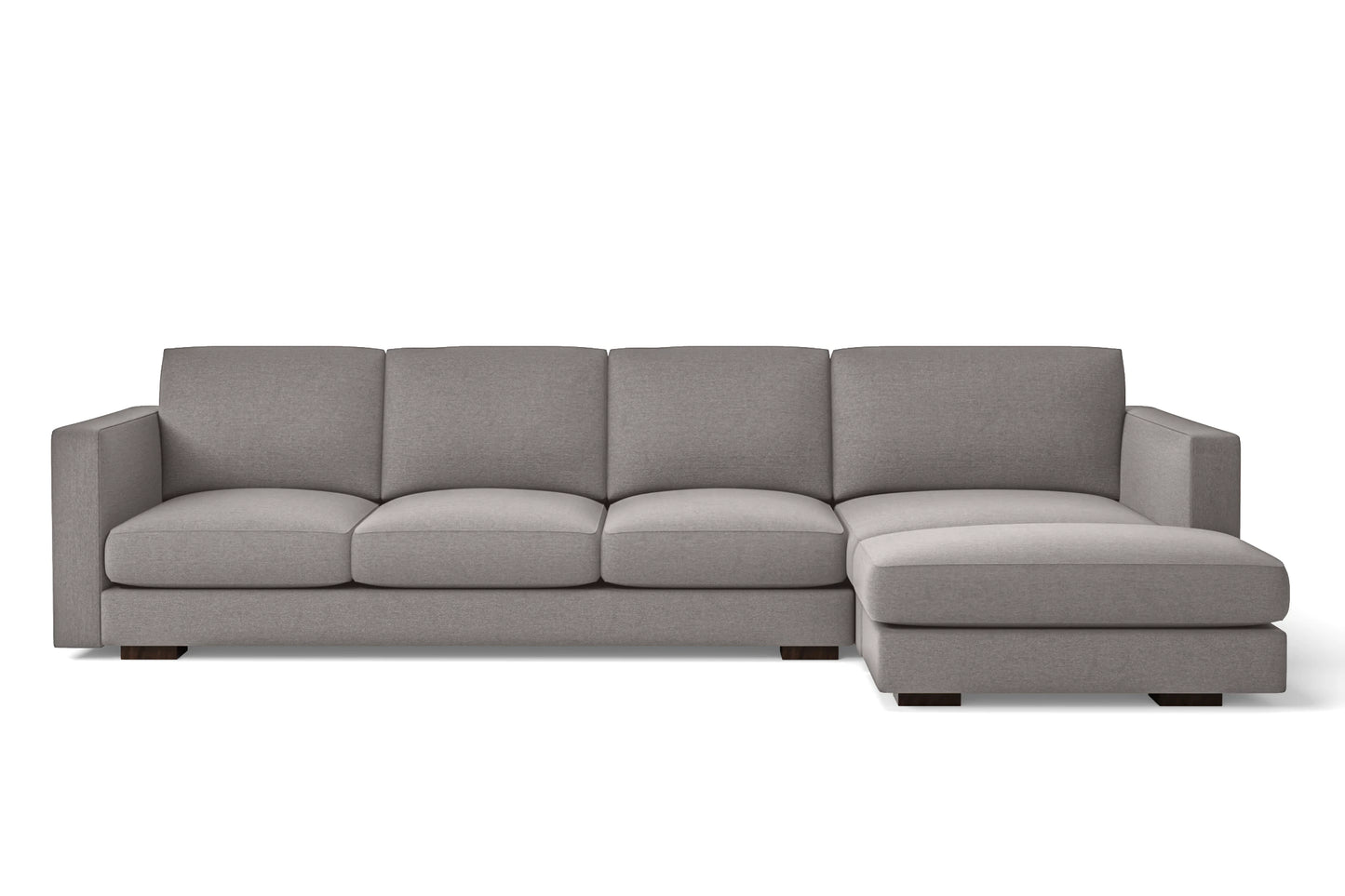 Messina 4 Seater Right Hand Facing Chaise Lounge Corner Sofa Grey Linen Fabric