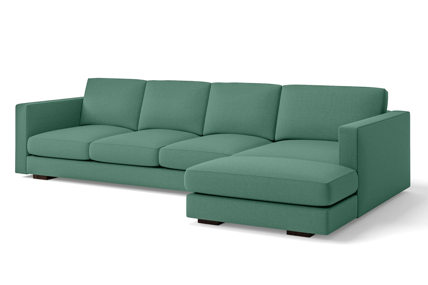 Messina 4 Seater Right Hand Facing Chaise Lounge Corner Sofa Mint Green Linen Fabric