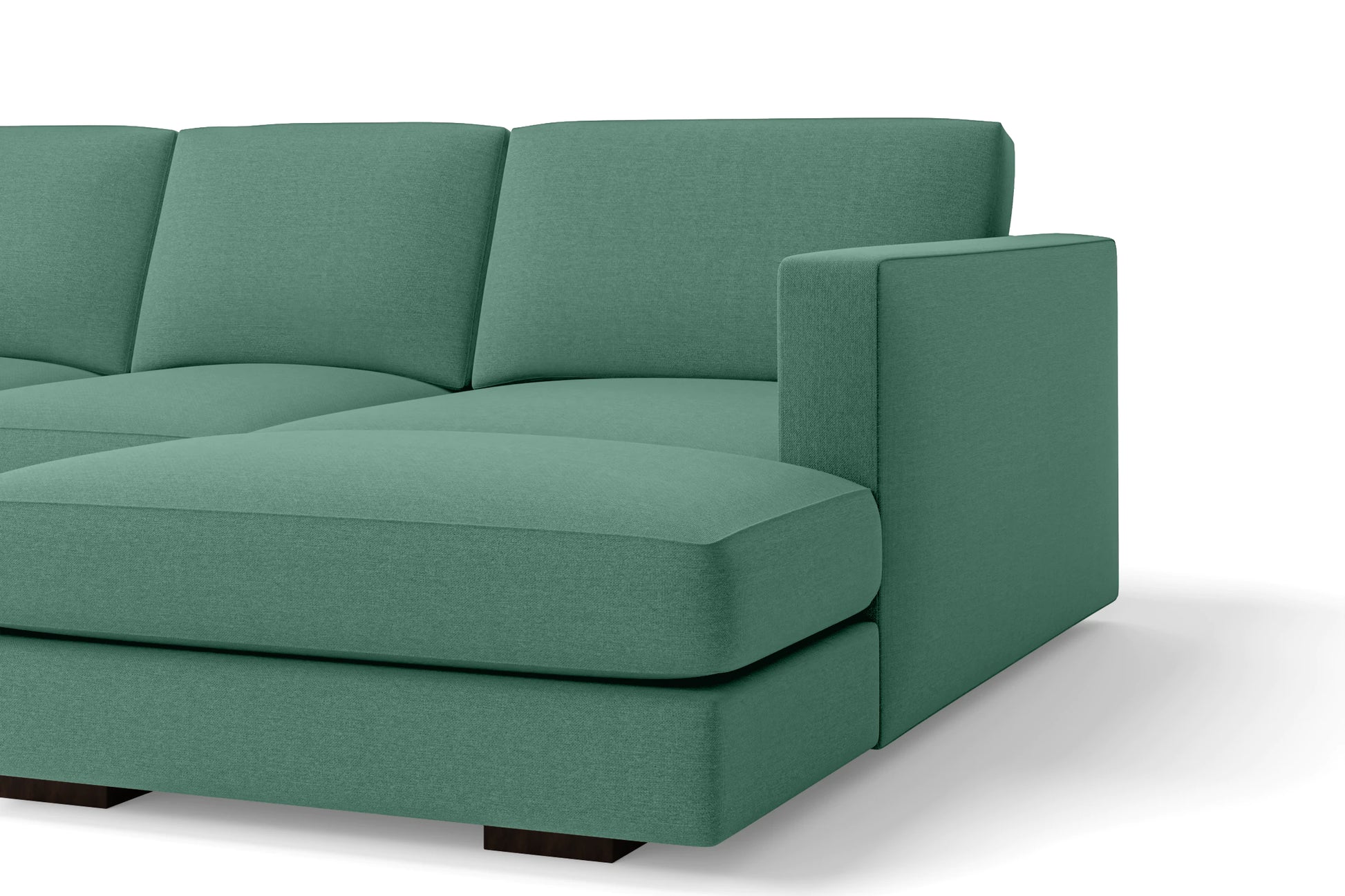 Messina 4 Seater Right Hand Facing Chaise Lounge Corner Sofa Mint Green Linen Fabric