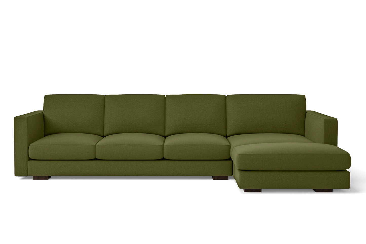 Messina 4 Seater Right Hand Facing Chaise Lounge Corner Sofa Olive Linen Fabric