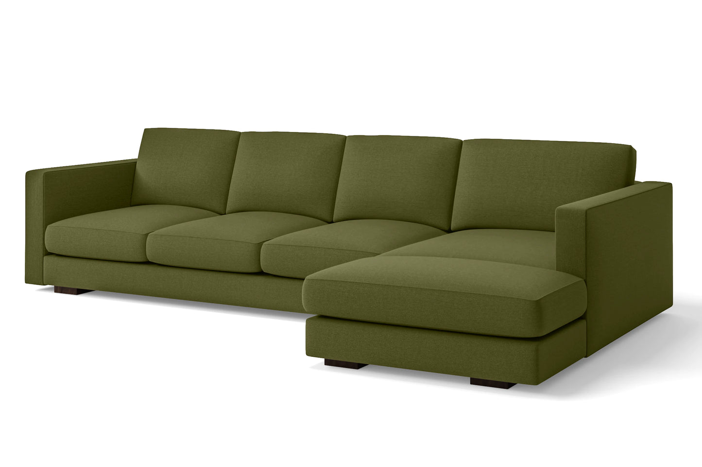 Messina 4 Seater Right Hand Facing Chaise Lounge Corner Sofa Olive Linen Fabric