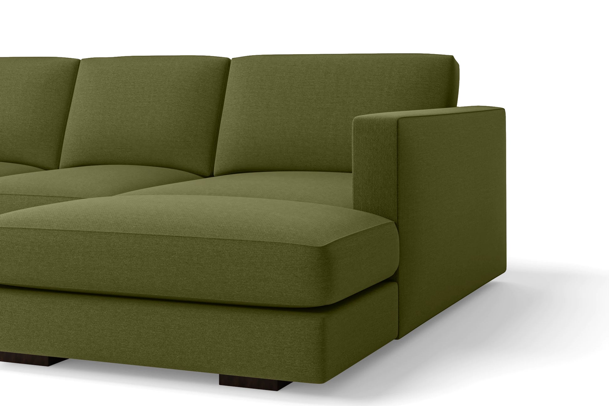 Messina 4 Seater Right Hand Facing Chaise Lounge Corner Sofa Olive Linen Fabric