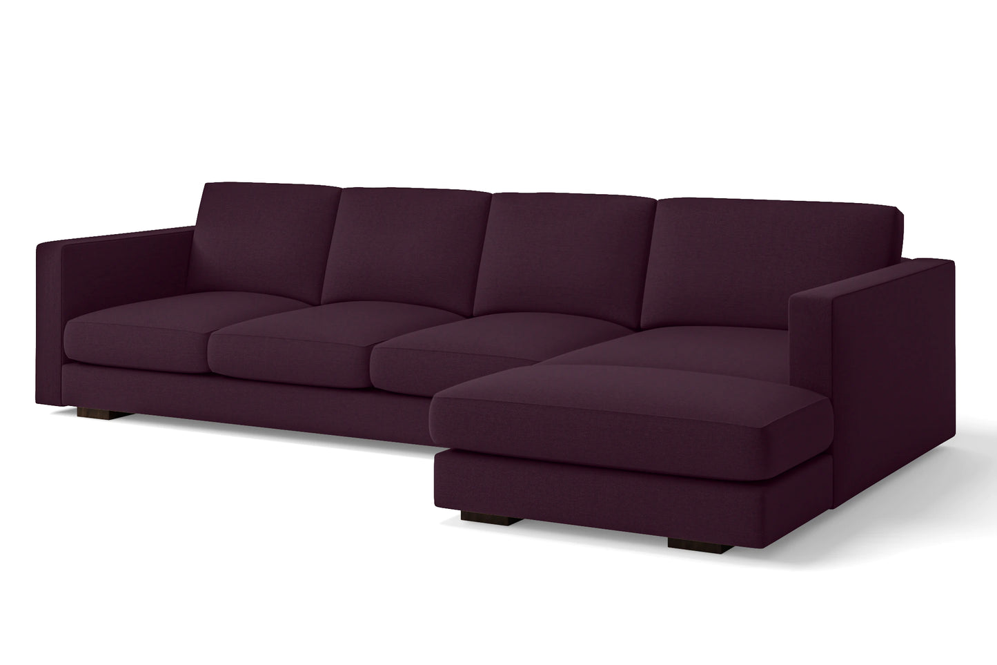 Messina 4 Seater Right Hand Facing Chaise Lounge Corner Sofa Purple Linen Fabric