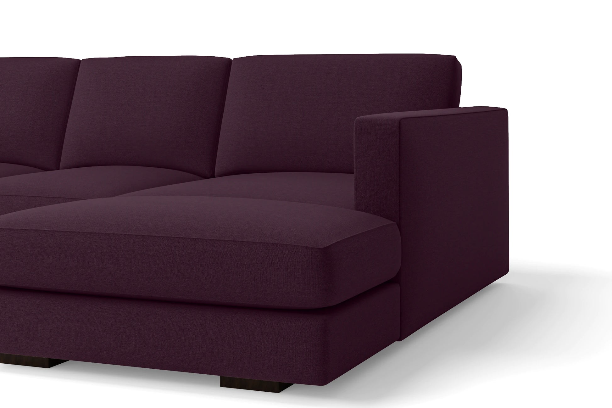 Messina 4 Seater Right Hand Facing Chaise Lounge Corner Sofa Purple Linen Fabric