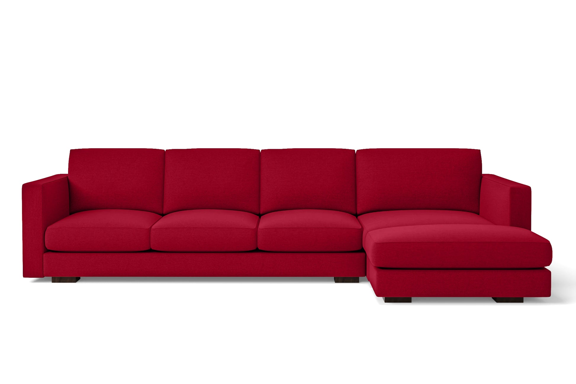 Messina 4 Seater Right Hand Facing Chaise Lounge Corner Sofa Red Linen Fabric