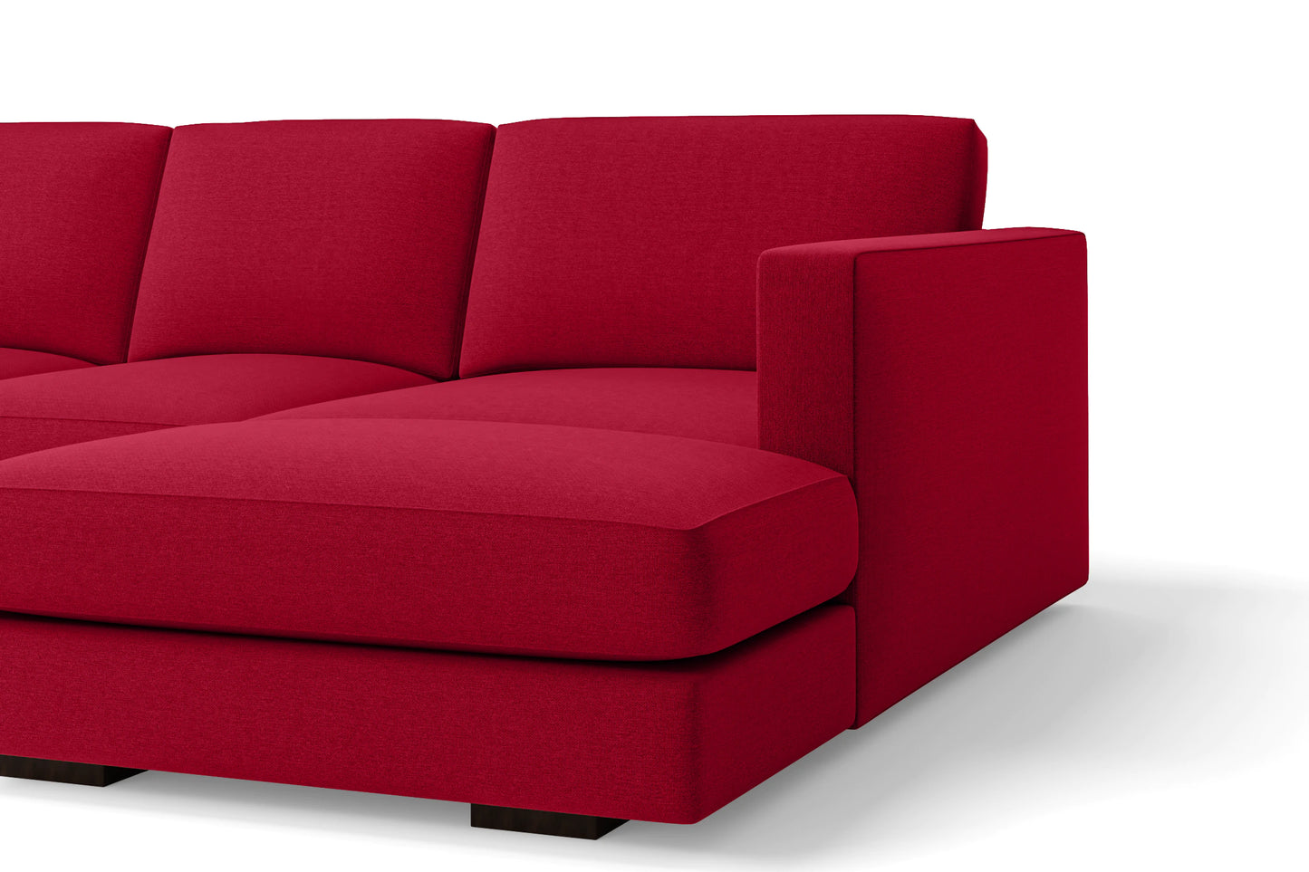 Messina 4 Seater Right Hand Facing Chaise Lounge Corner Sofa Red Linen Fabric