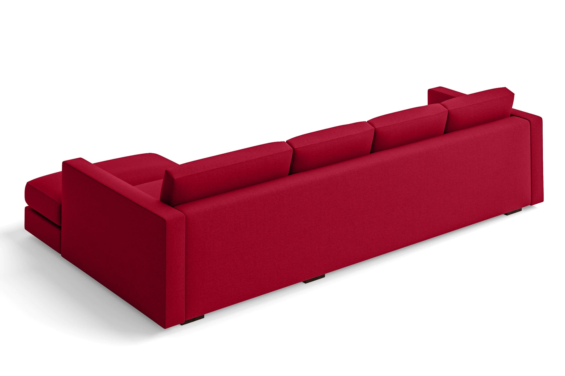 Messina 4 Seater Right Hand Facing Chaise Lounge Corner Sofa Red Linen Fabric