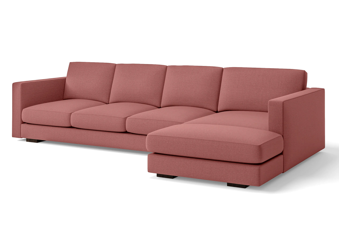 Messina 4 Seater Right Hand Facing Chaise Lounge Corner Sofa Rose Pink Linen Fabric