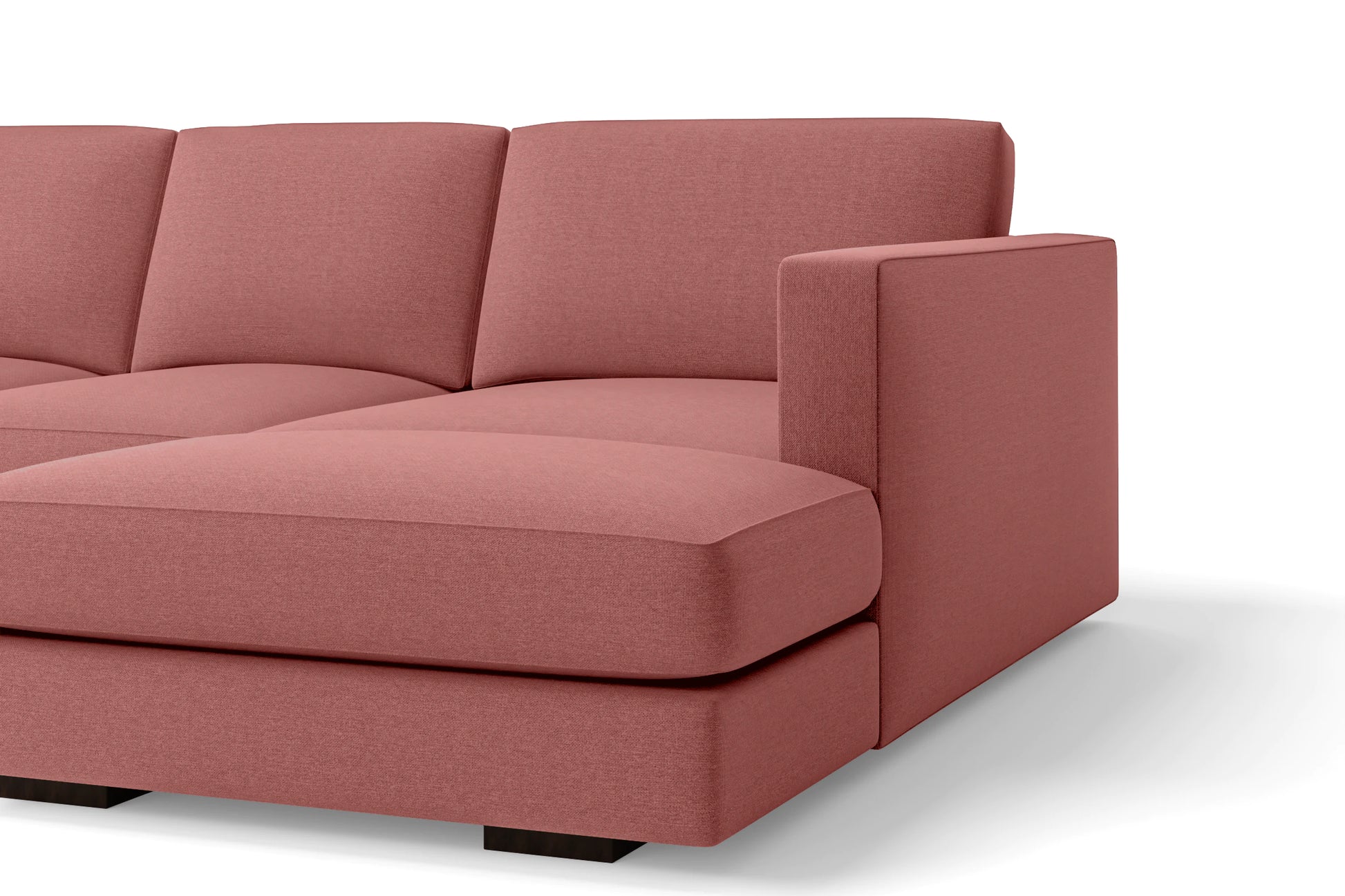 Messina 4 Seater Right Hand Facing Chaise Lounge Corner Sofa Rose Pink Linen Fabric