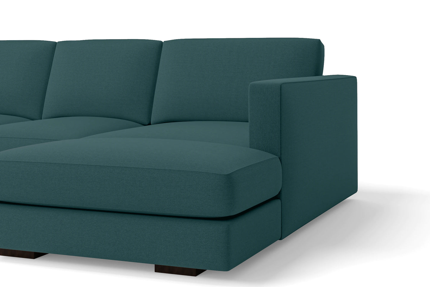 Messina 4 Seater Right Hand Facing Chaise Lounge Corner Sofa Teal Linen Fabric