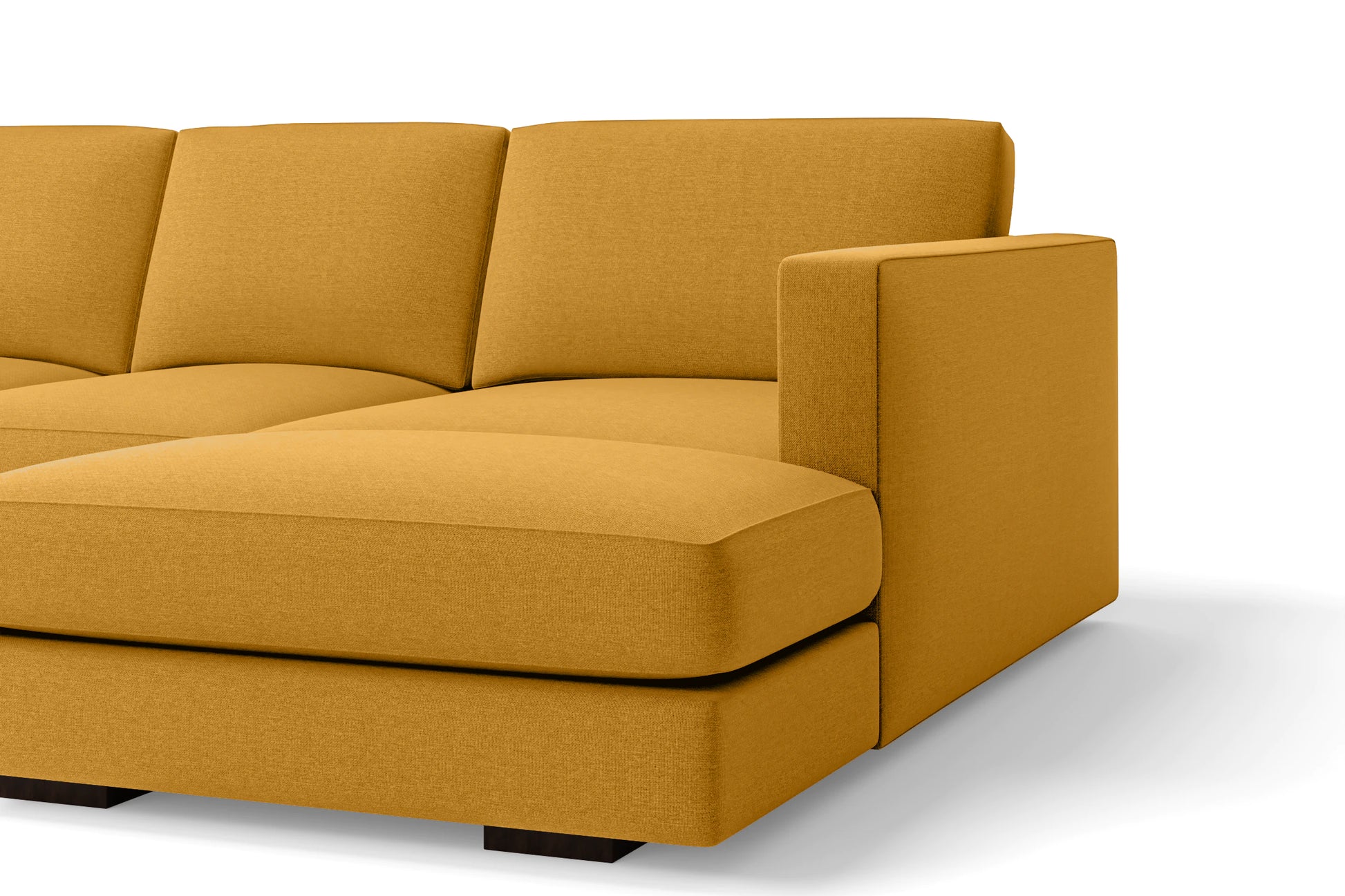 Messina 4 Seater Right Hand Facing Chaise Lounge Corner Sofa Yellow Linen Fabric