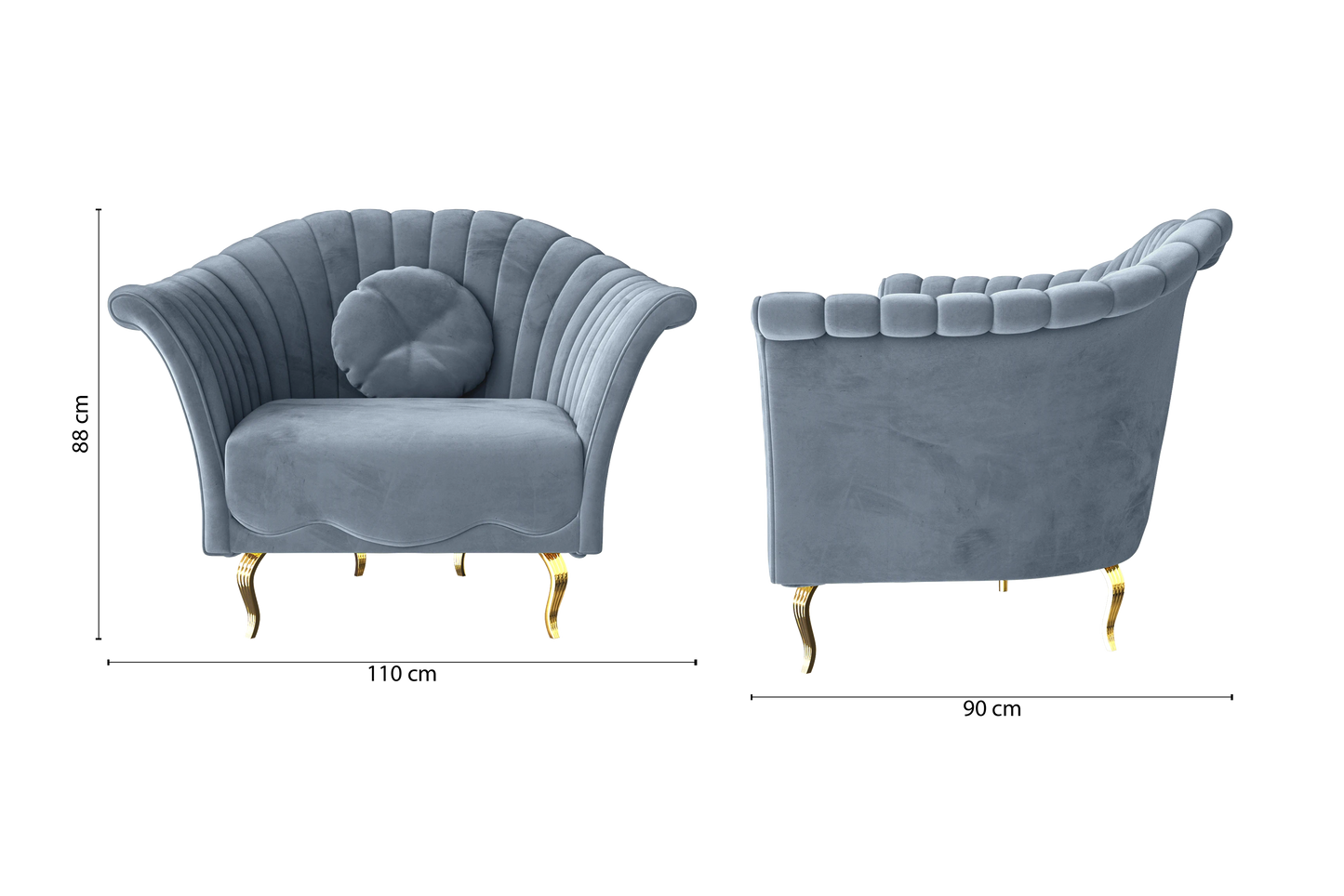 Milan Armchair Baby Blue Velvet