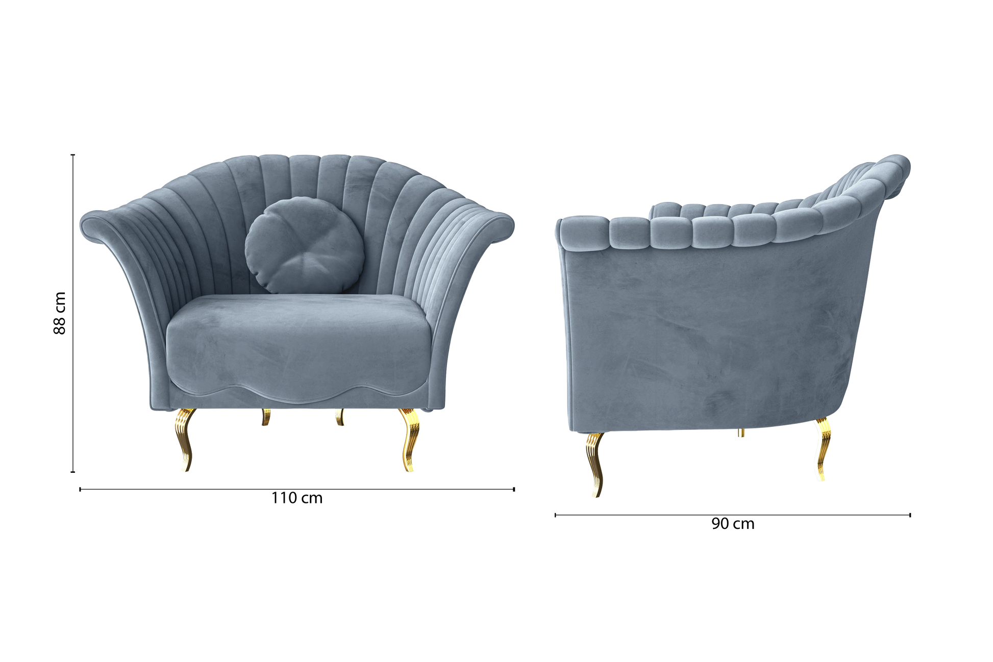 Milan Armchair Baby Blue Velvet