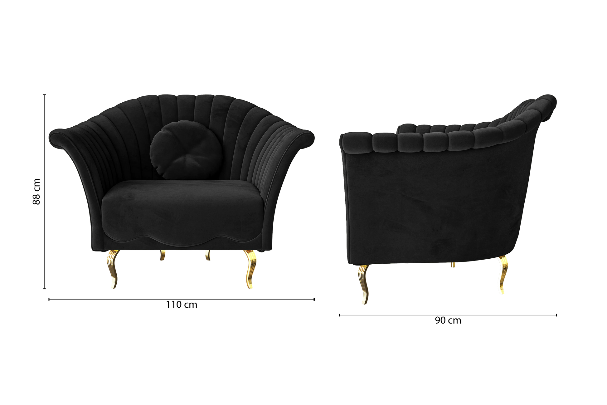 Milan Armchair Black Velvet