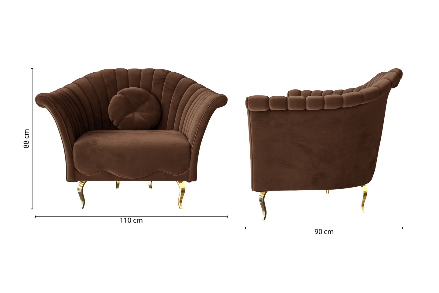 Milan Armchair Coffee Brown Velvet