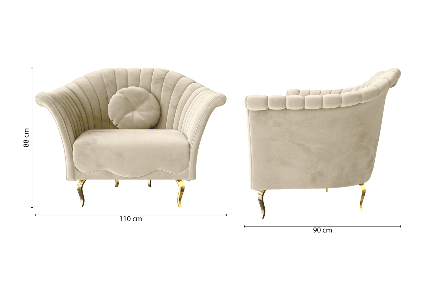 Milan Armchair Cream Velvet