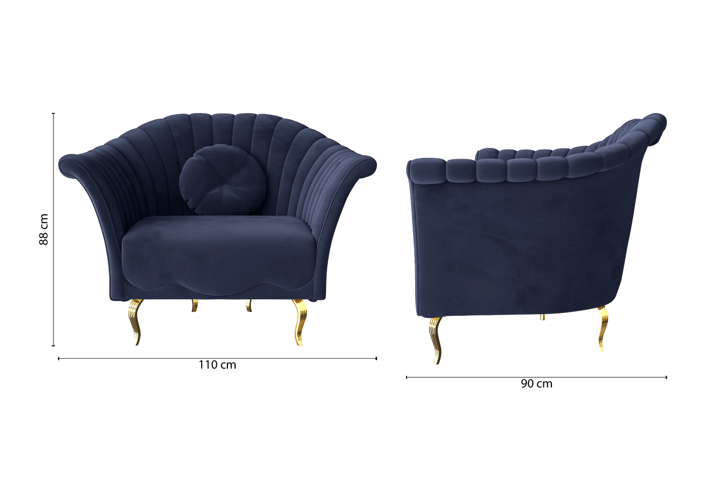 Milan Armchair Dark Blue Velvet