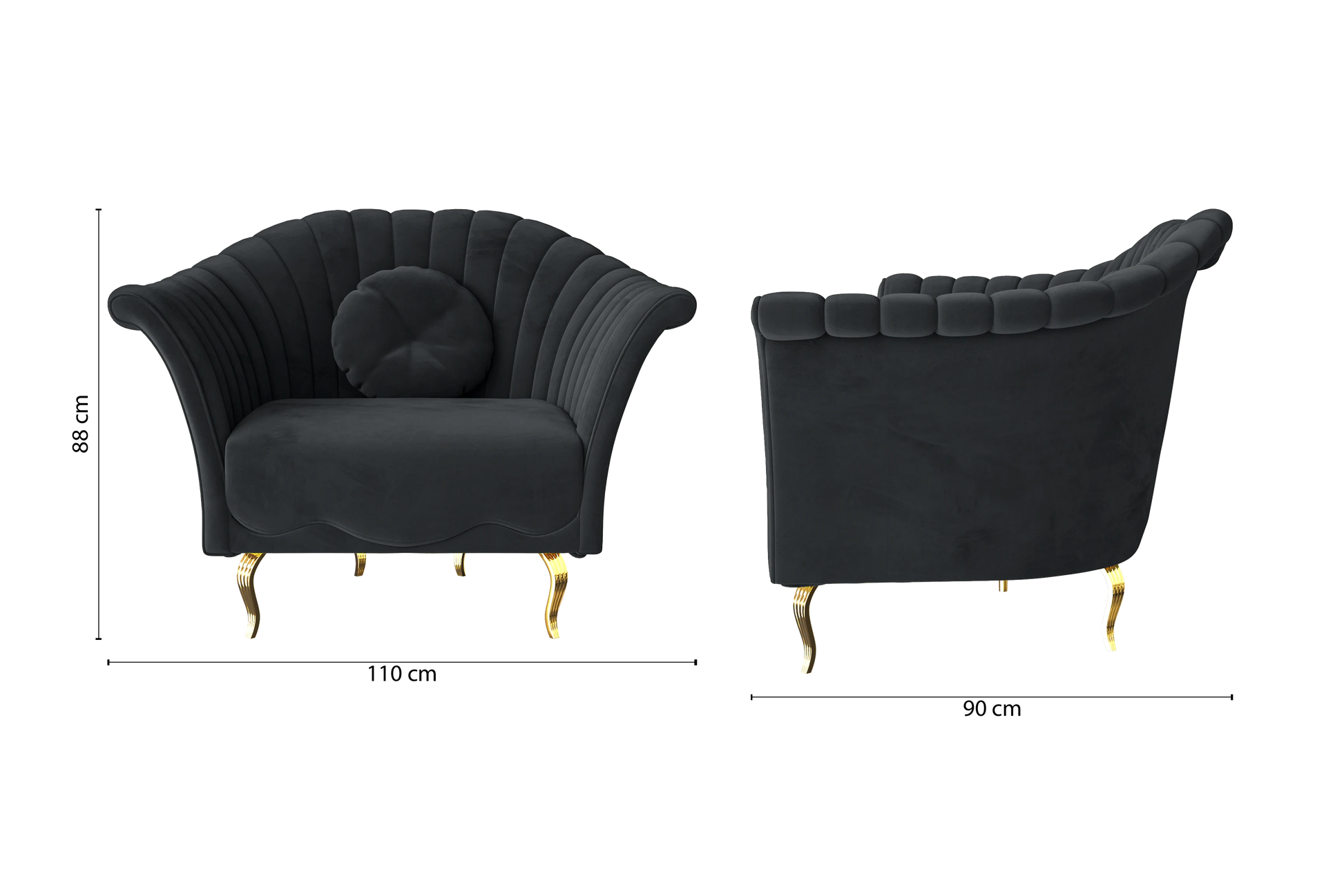 Milan Armchair Dark Grey Velvet