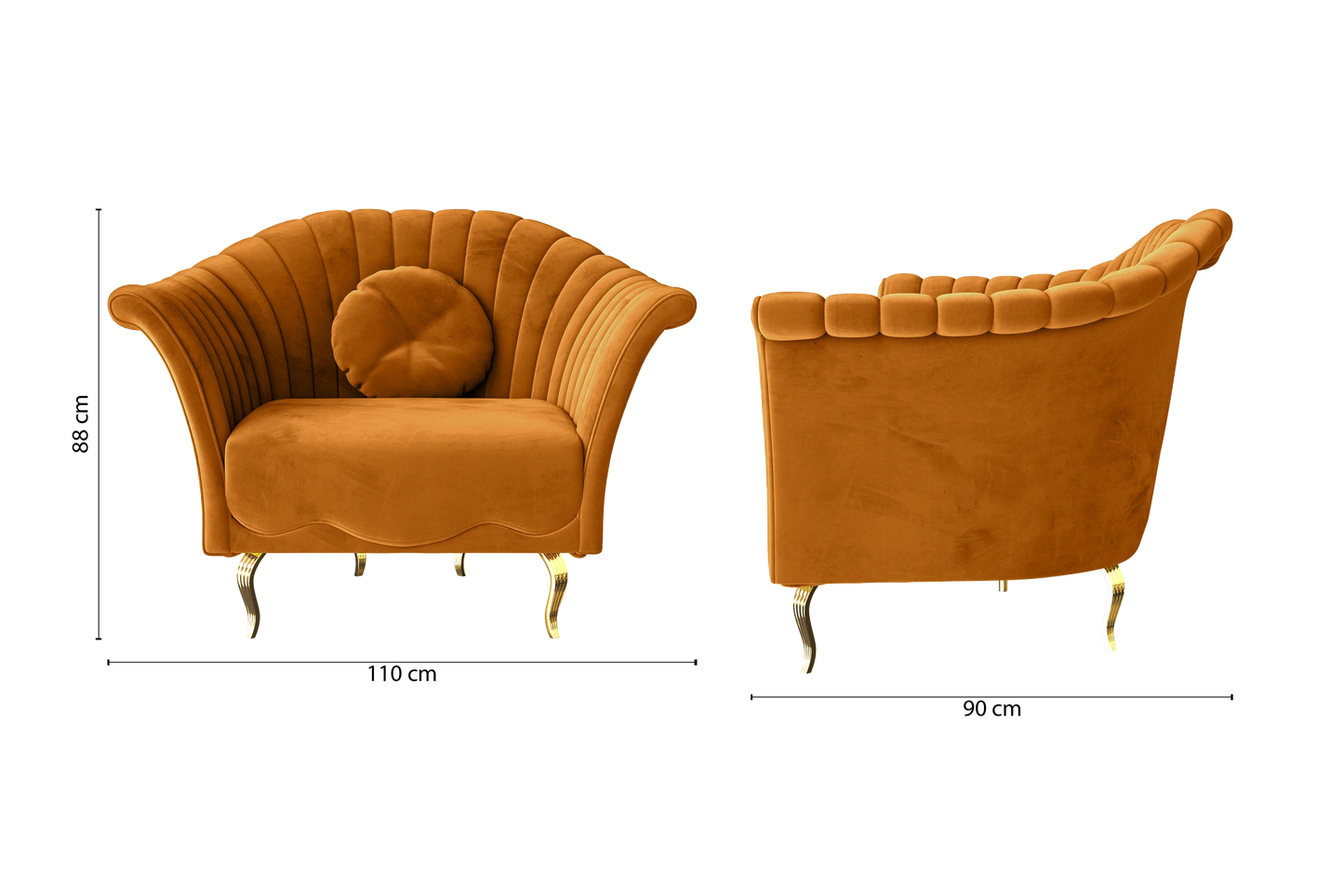 Milan Armchair Gold Velvet