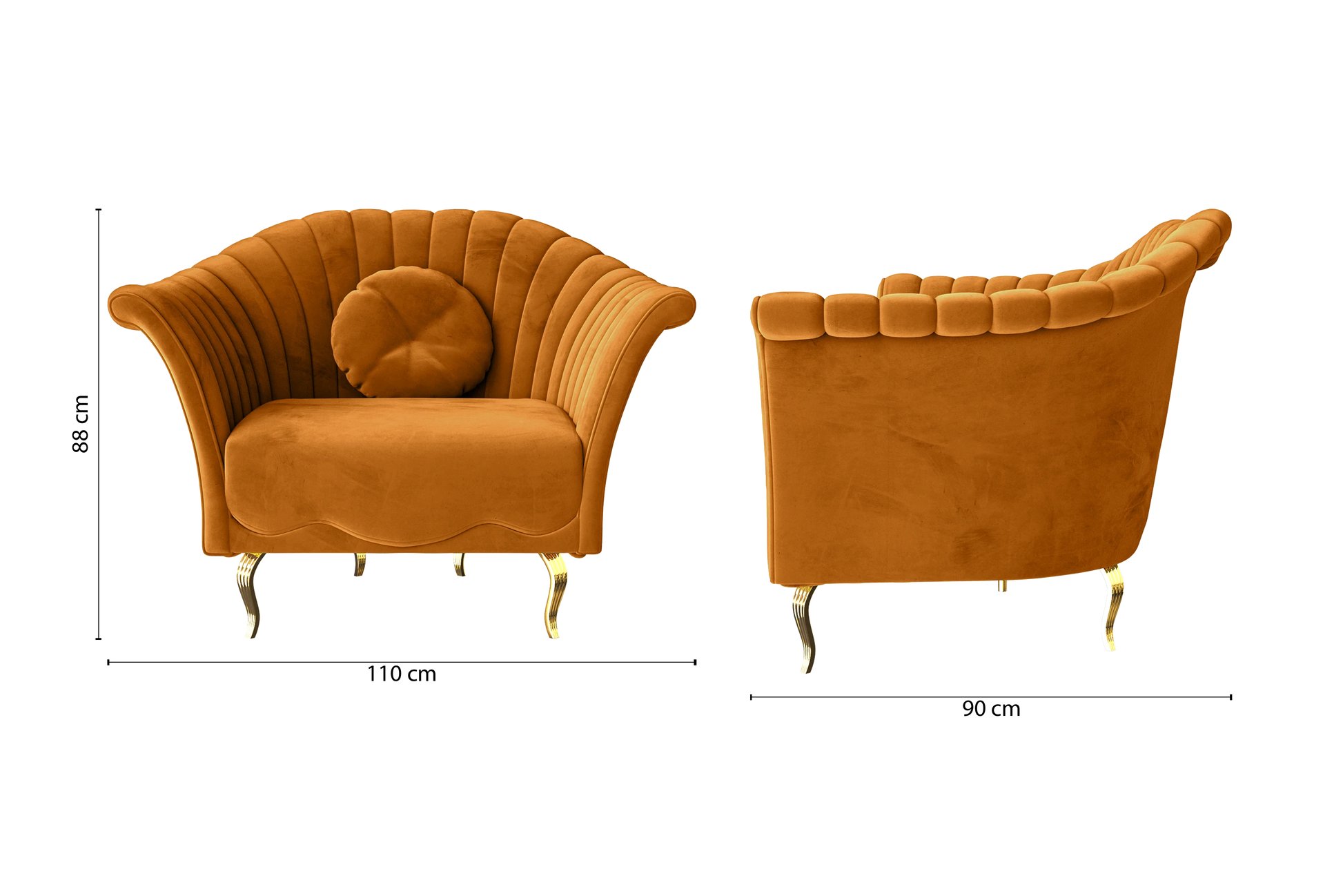 Milan Armchair Gold Velvet