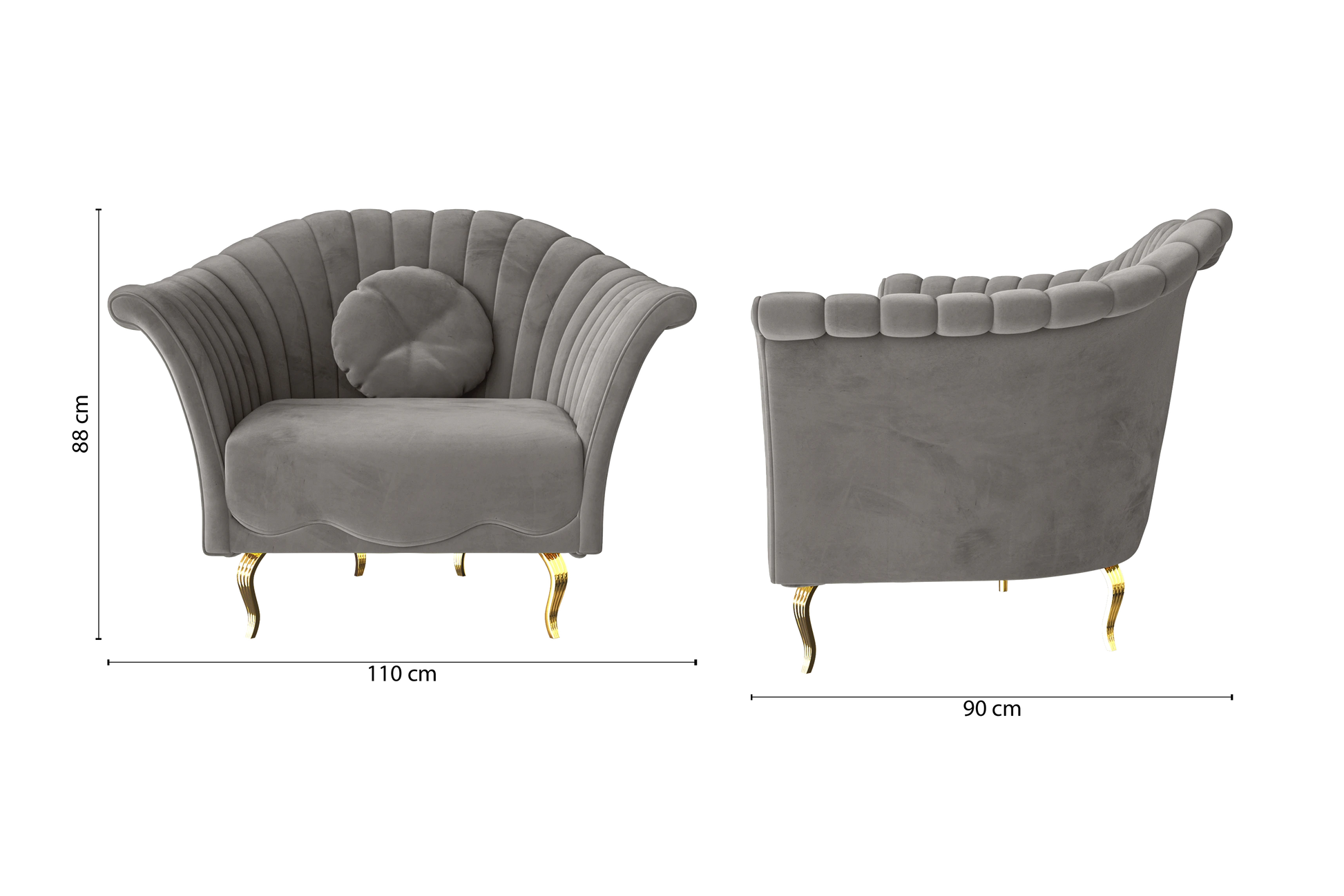 Milan Armchair Grey Velvet