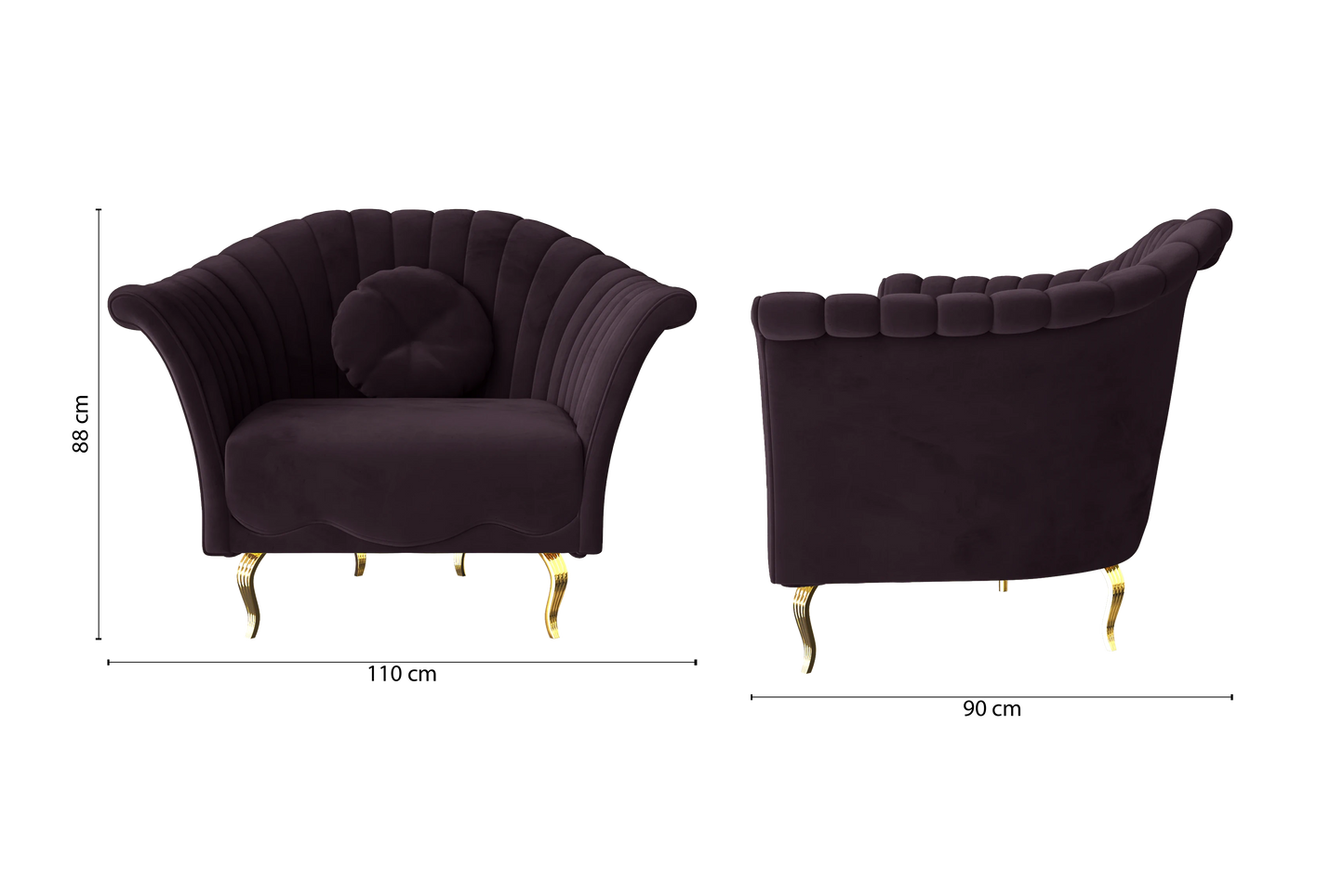 Milan Armchair Purple Velvet