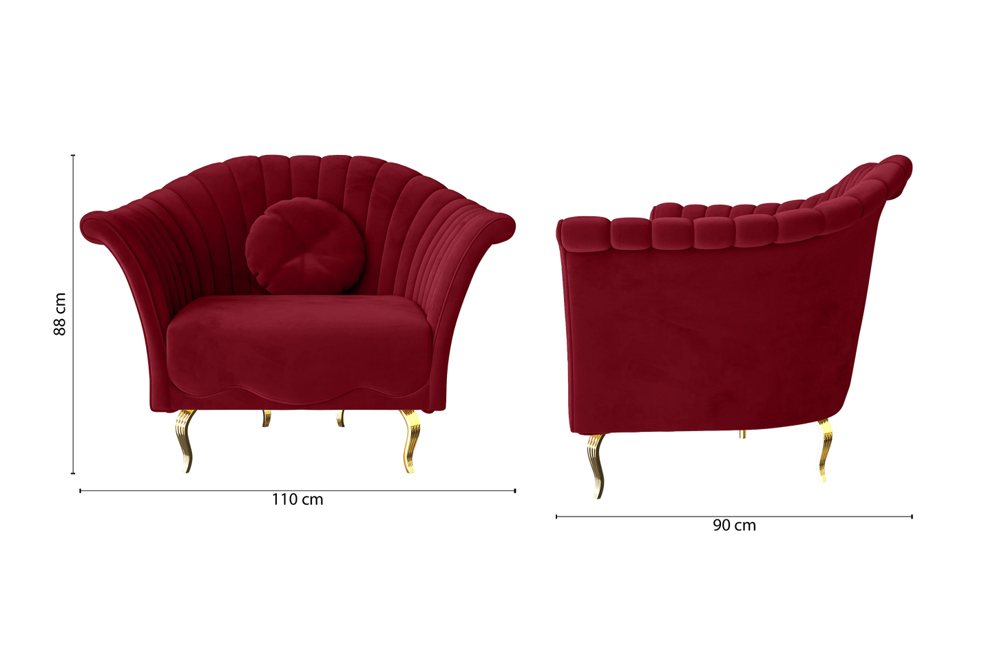 Milan Armchair Red Velvet