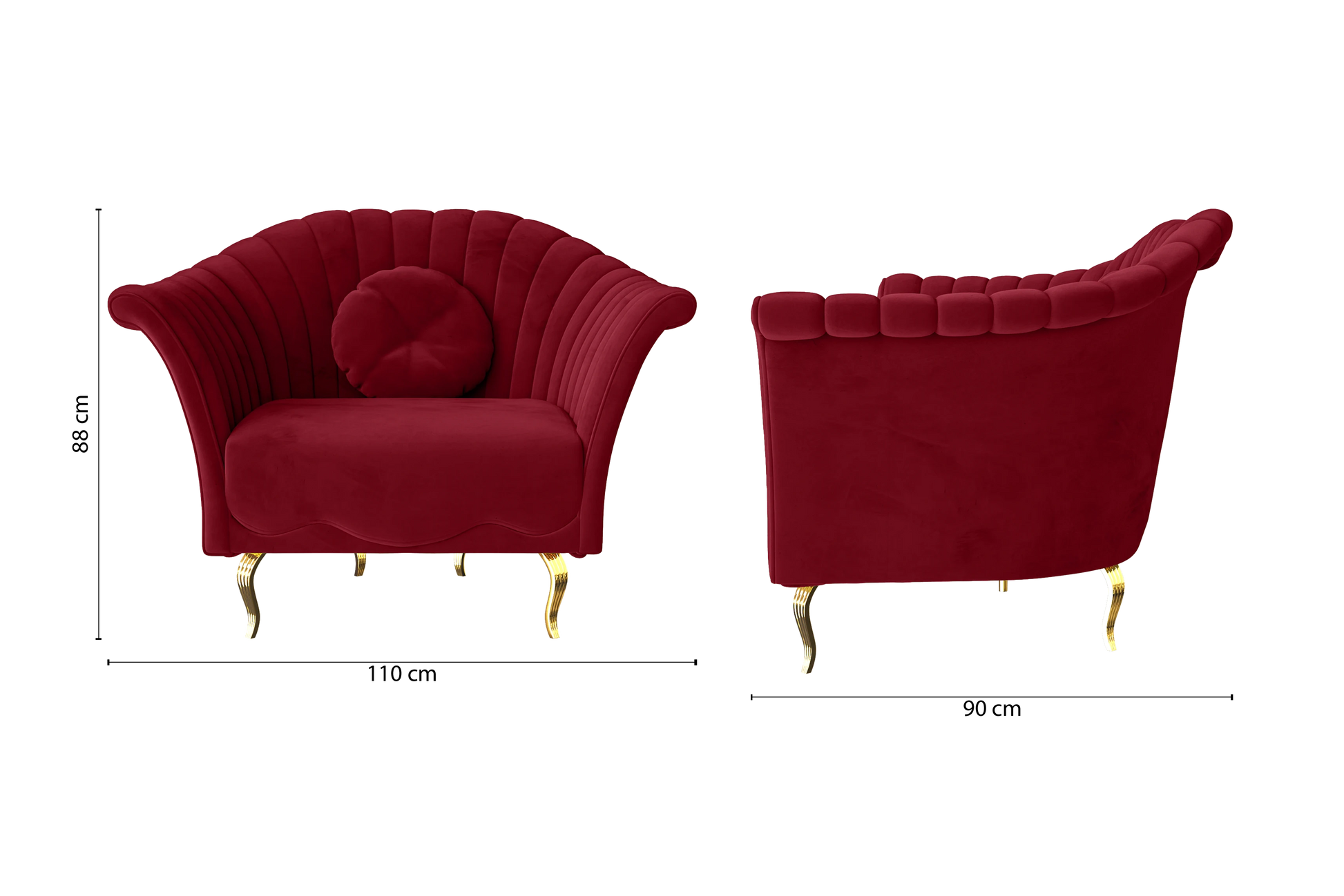 Milan Armchair Red Velvet