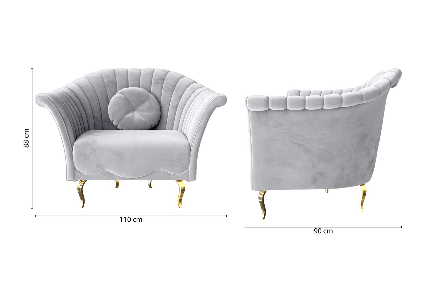 Milan Armchair Silver Velvet