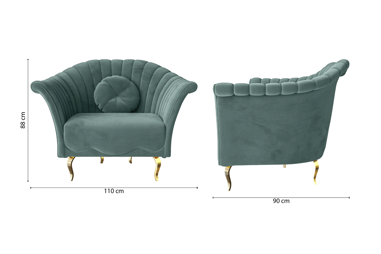 Milan Armchair Teal Velvet