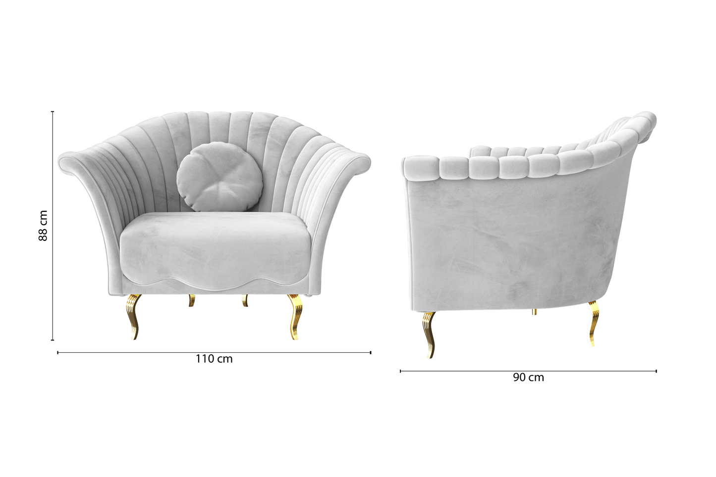 Milan Armchair White Velvet