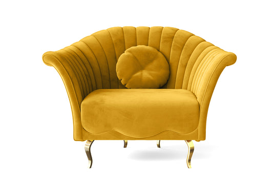 Milan Armchair Yellow Velvet