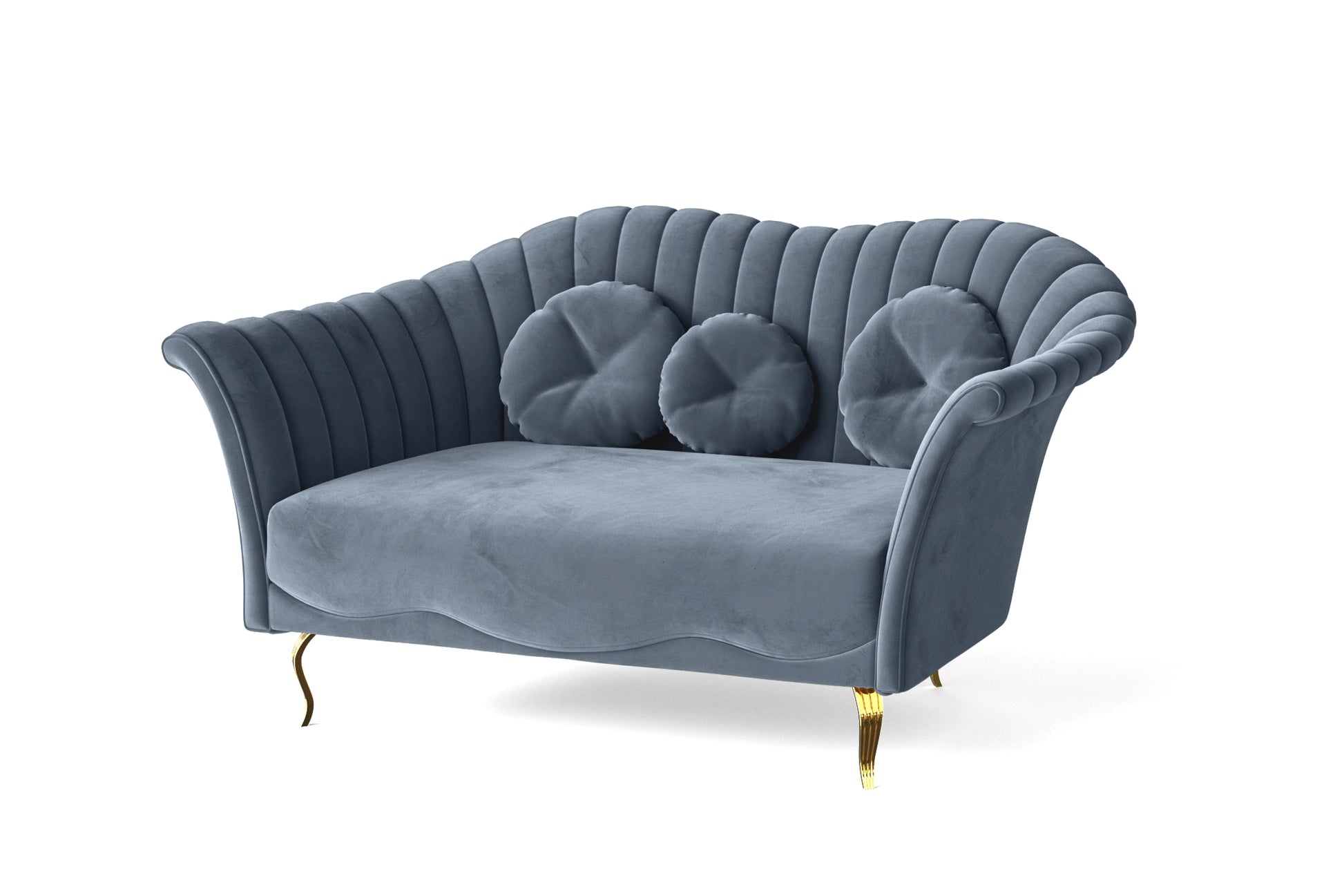 Milan 2 Seater Sofa Baby Blue Velvet