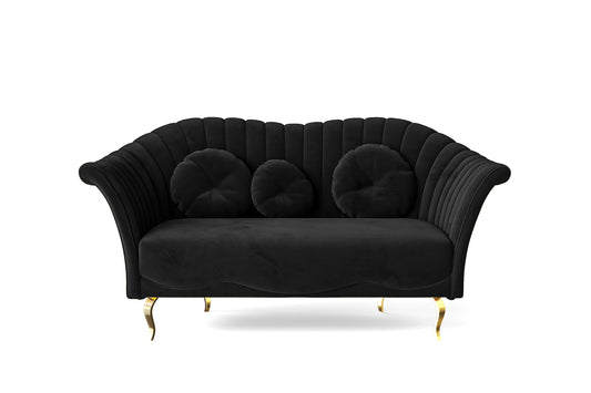 Milan 2 Seater Sofa Black Velvet